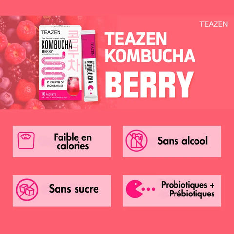 TEAZEN Kombucha Rode Bessen – 10 zakjes