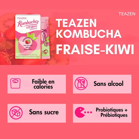 TEAZEN Kombucha Aardbei Kiwi – 10 sticks