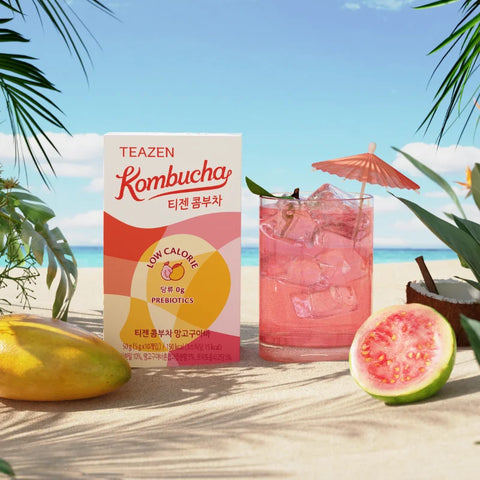 TEAZEN Kombucha Mango Guava – 10 zakjes